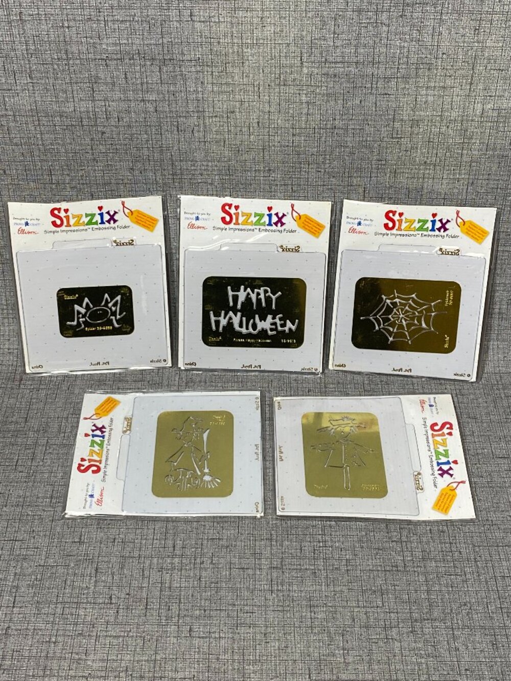 NEW Lot Of 5 SIZZIX Embossing Halloween Spider Web Witch Scarecrow Spider